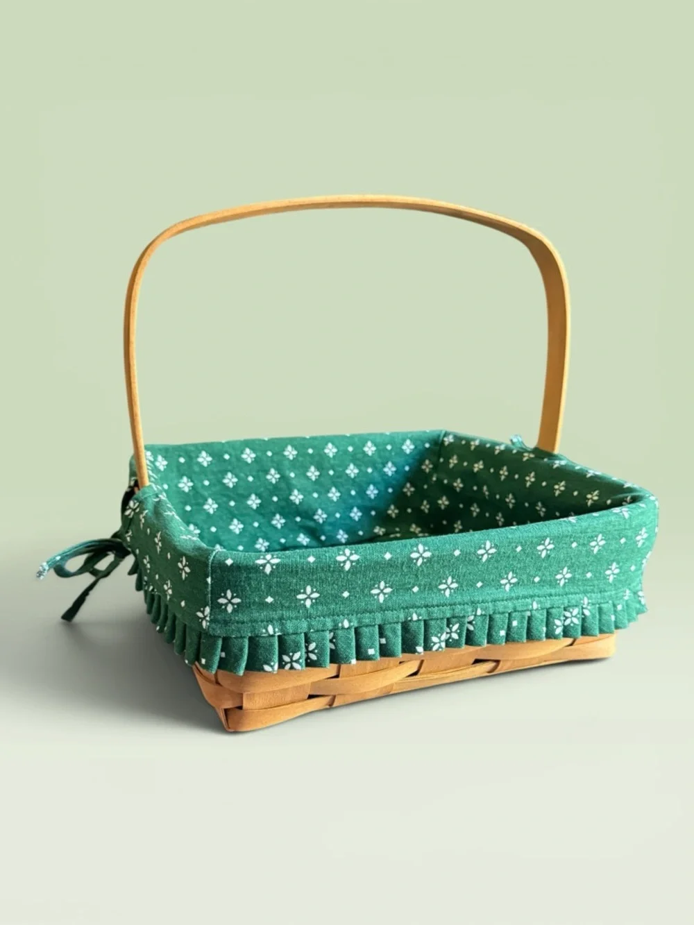Vintage 1996 Handwoven Longaberger Square Basket & Cotton Liner